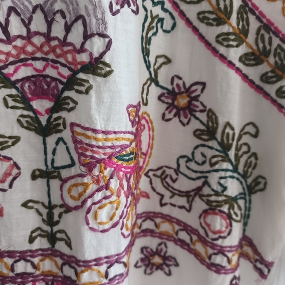 ZARA long sleeves button down embroidered long shirt dress Med  NEW - Picture 7 of 13